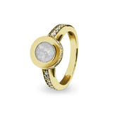 Ladies Round Halo Memorial Ashes Ring with Fine Crystals - Cherished Urns