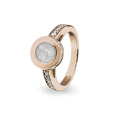 Ladies Round Halo Memorial Ashes Ring with Fine Crystals - Cherished Urns