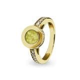 Ladies Round Halo Memorial Ashes Ring with Fine Crystals - Cherished Urns