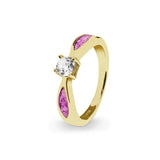 Ladies Solitaire Memorial Ashes Ring with Fine Crystals - Cherished Urns