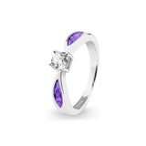Ladies Solitaire Memorial Ashes Ring with Fine Crystals - Cherished Urns