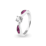 Ladies Solitaire Memorial Ashes Ring with Fine Crystals - Cherished Urns