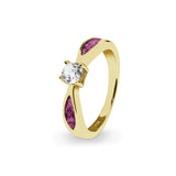 Ladies Solitaire Memorial Ashes Ring with Fine Crystals - Cherished Urns