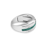 Ladies Waves Memorial Ashes Ring with Fine Crystals - Cherished Urns