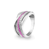 Ladies Waves Memorial Ashes Ring with Fine Crystals - Cherished Urns