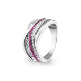 Ladies Waves Memorial Ashes Ring with Fine Crystals - Cherished Urns