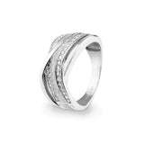 Ladies Waves Memorial Ashes Ring with Fine Crystals - Cherished Urns