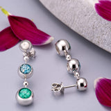 Ladies Rondure Array Triple Drop Cremation Ashes Earrings - Cherished Urns