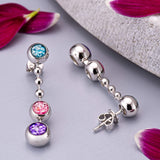 Ladies Rondure Triple Spaced Drop Cremation Ashes Earrings - Cherished Urns