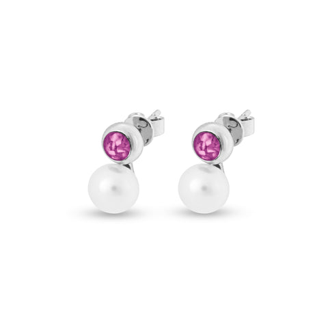 Ladies Rondure Pearl Cremation Ashes Earrings - Cherished Urns