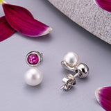 Ladies Rondure Pearl Cremation Ashes Earrings - Cherished Urns