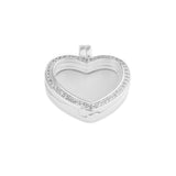 Large Heart Glass Locket Sterling Silver Cremation Ashes Locket With Fine Crystals - Cherished Urns