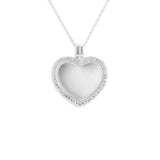 Small Heart Glass Locket Sterling Silver Cremation Ashes Locket With Fine Crystals - Cherished Urns