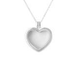 Small Heart Glass Locket Sterling Silver Cremation Ashes Locket With Fine Crystals - Cherished Urns