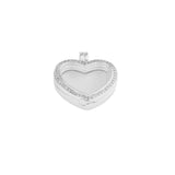Small Heart Glass Locket Sterling Silver Cremation Ashes Locket With Fine Crystals - Cherished Urns