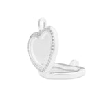Small Heart Glass Locket Sterling Silver Cremation Ashes Locket With Fine Crystals - Cherished Urns