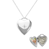 Shining Star Heart Shaped Sterling Silver Cremation Ashes Locket - Cherished Urns