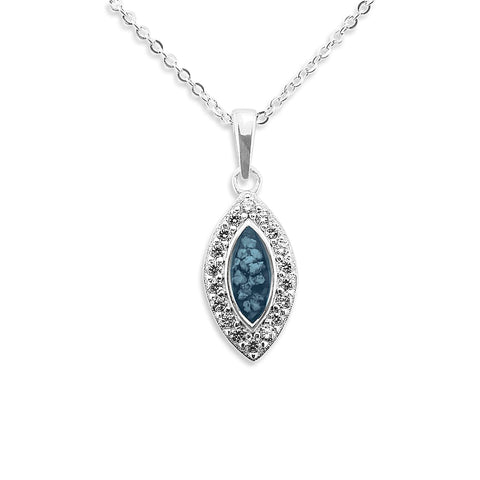 Ladies Marquise Memorial Ashes Pendant with Fine Crystals - Cherished Urns