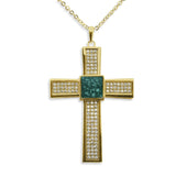 Unisex Oversized Cross Memorial Ashes Pendant with Fine Crystals - Cherished Urns