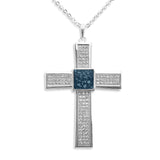 Unisex Oversized Cross Memorial Ashes Pendant with Fine Crystals - Cherished Urns