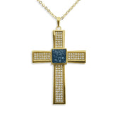 Unisex Oversized Cross Memorial Ashes Pendant with Fine Crystals - Cherished Urns