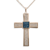 Unisex Oversized Cross Memorial Ashes Pendant with Fine Crystals - Cherished Urns