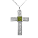 Unisex Oversized Cross Memorial Ashes Pendant with Fine Crystals - Cherished Urns