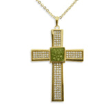 Unisex Oversized Cross Memorial Ashes Pendant with Fine Crystals - Cherished Urns