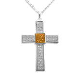 Unisex Oversized Cross Memorial Ashes Pendant with Fine Crystals - Cherished Urns