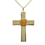 Unisex Oversized Cross Memorial Ashes Pendant with Fine Crystals - Cherished Urns