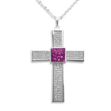Unisex Oversized Cross Memorial Ashes Pendant with Fine Crystals - Cherished Urns