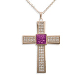 Unisex Oversized Cross Memorial Ashes Pendant with Fine Crystals - Cherished Urns