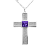 Unisex Oversized Cross Memorial Ashes Pendant with Fine Crystals - Cherished Urns