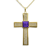 Unisex Oversized Cross Memorial Ashes Pendant with Fine Crystals - Cherished Urns