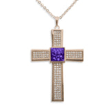 Unisex Oversized Cross Memorial Ashes Pendant with Fine Crystals - Cherished Urns