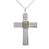Unisex Oversized Cross Memorial Ashes Pendant with Fine Crystals - Cherished Urns