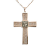 Unisex Oversized Cross Memorial Ashes Pendant with Fine Crystals - Cherished Urns