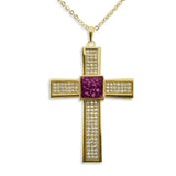 Unisex Oversized Cross Memorial Ashes Pendant with Fine Crystals - Cherished Urns
