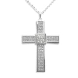 Unisex Oversized Cross Memorial Ashes Pendant with Fine Crystals - Cherished Urns