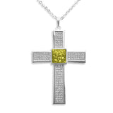 Unisex Oversized Cross Memorial Ashes Pendant with Fine Crystals - Cherished Urns