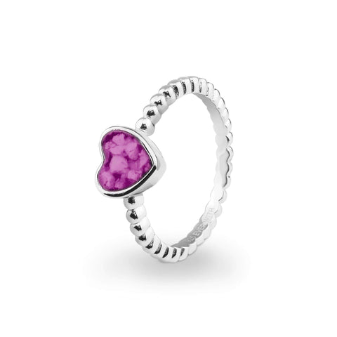 Ladies Heart Bubble Band Memorial Ashes Ring - Cherished Urns