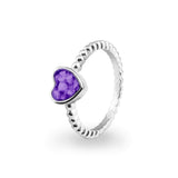 Ladies Heart Bubble Band Memorial Ashes Ring - Cherished Urns