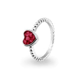 Ladies Heart Bubble Band Memorial Ashes Ring - Cherished Urns