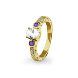 Ladies Serenity Memorial Ashes Ring with Fine Crystals - Cherished Urns