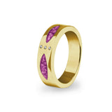 Unisex Three Together Memorial Ashes Ring with Fine Crystals - Cherished Urns