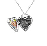 Shining Star Heart Shaped Sterling Silver Cremation Ashes Locket - Cherished Urns