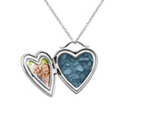 Shining Star Heart Shaped Sterling Silver Cremation Ashes Locket - Cherished Urns
