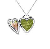 Shining Star Heart Shaped Sterling Silver Cremation Ashes Locket - Cherished Urns