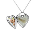 Shining Star Heart Shaped Sterling Silver Cremation Ashes Locket - Cherished Urns