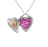 Shining Star Heart Shaped Sterling Silver Cremation Ashes Locket - Cherished Urns